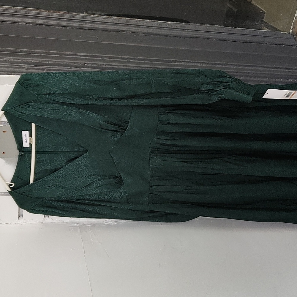 Emerald green leopard print dress